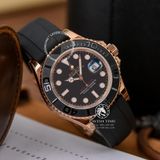 Đồng Hồ Rolex Yacht-Master 40mm 126655-0002 Rep 1:1 Cao Cấp Vỏ Vàng Hồng Mặt Đen Dây Cao Su