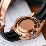 Đồng Hồ Rolex Yacht-Master 40mm 126655-0002 Rep 1:1 Cao Cấp Vỏ Vàng Hồng Mặt Đen Dây Cao Su