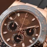 Đồng Hồ Rolex Cosmograph Daytona 116515-0041 Rep 1:1 Chế Tác Vỏ Vàng Hồng Mặt Nâu Chocolate Dây Cao Su