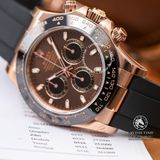 Đồng Hồ Rolex Cosmograph Daytona 116515-0041 Rep 1:1 Chế Tác Vỏ Vàng Hồng Mặt Nâu Chocolate Dây Cao Su