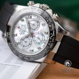 Đồng Hồ Rolex Cosmograph Daytona 116519LN-0026 Rep 1:1 Cao Cấp Vỏ Bạc Mặt Xà Cừ Trắng Dây Cao Su