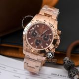 Đồng Hồ Rolex Cosmograph Daytona 116505-0013 Rep 1:1 Cao Cấp Vỏ Vàng Hồng Mặt Nâu Chocolate Dây Kim Loại