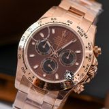 Đồng Hồ Rolex Cosmograph Daytona 116505-0013 Rep 1:1 Cao Cấp Vỏ Vàng Hồng Mặt Nâu Chocolate Dây Kim Loại