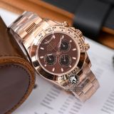 Đồng Hồ Rolex Cosmograph Daytona 116505-0013 Rep 1:1 Cao Cấp Vỏ Vàng Hồng Mặt Nâu Chocolate Dây Kim Loại