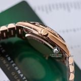 Đồng Hồ Rolex Day-Date 40mm 228235-003 Rep 1:1 Chế Tác Vỏ Bọc Vàng 18K Mặt Nâu Chocolate Cọc Số Đính Đá Baguette Dây Kim Loại