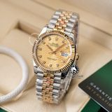 Đồng Hồ Rolex Datejust 36mm 126233-0045 Rep 1:1 Chế Tác Vỏ Bọc Vàng Mặt Gấp Nếp Vàng Cọc Số Đính Đá Dây Kim Loại Jubilee