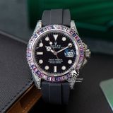 Đồng Hồ Rolex Yacht-Master 42mm 126679 SABR Rep 1:1 Chế Tác Vỏ Bạc Đính Đá Niềng Bezel Nạm Đá Ruby Tím Mặt Đen Dây Cao Su