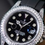 Đồng Hồ Rolex Yacht-Master 42mm 226679TBR Rep 1:1 Chế Tác Vỏ Bạc Đính Đá Pave Mặt Đen Dây Cao Su