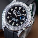 Đồng Hồ Rolex Yacht-Master 42mm 226679TBR Rep 1:1 Chế Tác Vỏ Bạc Đính Đá Pave Mặt Đen Dây Cao Su