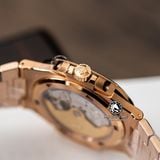 Đồng Hồ Patek Philippe Nautilus 5711R-001 Rep 1:1 Chế Tác Vỏ Vàng Hồng Mặt Nâu Dây Kim Loại