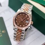 Đồng Hồ Rolex Datejust 36mm 126231-0025 Rep 1:1 Chế Tác Vỏ Demi Bọc Vàng Mặt Vi Tính Nâu Cọc Số Đính Đá Dây Kim Loại Jubilee