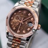 Đồng Hồ Rolex Datejust 36mm 126231-0025 Rep 1:1 Chế Tác Vỏ Demi Bọc Vàng Mặt Vi Tính Nâu Cọc Số Đính Đá Dây Kim Loại Jubilee