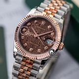 Đồng Hồ Rolex Datejust 36mm 126231-0025 Rep 1:1 Chế Tác Vỏ Demi Bọc Vàng Mặt Vi Tính Nâu Cọc Số Đính Đá Dây Kim Loại Jubilee