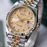 Đồng Hồ Rolex Datejust 36mm 126233-0033 Rep 1:1 Chế Tác Vỏ Demi Bọc Vàng Mặt Vi Tính Vàng Cọc Số Đính Đá Dây Kim Loại Jubilee