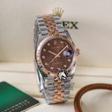Đồng Hồ Rolex Datejust 36mm 126231-0025 Rep 1:1 Cao Cấp Vỏ Demi Vàng Hồng Mặt Nâu Chocolate Cọc Số Đính Đá Dây Kim Loại Julibee
