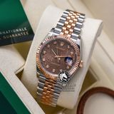 Đồng Hồ Rolex Datejust 36mm 126231-0025 Rep 1:1 Cao Cấp Vỏ Demi Vàng Hồng Mặt Nâu Chocolate Cọc Số Đính Đá Dây Kim Loại Julibee