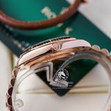 Đồng Hồ Rolex Day-Date II 41mm 218235-BLKDFP Rep 1:1 Cao Cấp Vỏ Vàng Hồng Mặt Đen Cọc Số Đính Đá Baguette Và Đá Ruby Đỏ Dây Kim Loại