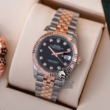 Đồng Hồ Rolex Datejust 36mm 126231-0019 Rep 1:1 Chế Tác Vỏ Demi Bọc Vàng Mặt Đen Cọc Số Đính Đá Dây Kim Loại Jubilee