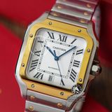 Đồng Hồ Cartier Santos De Cartier 40mm W2SA0007 Rep 1:1 Chế Tác Vỏ Demi Vàng Kim Mặt Trắng Dây Kim Loại