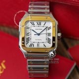 Đồng Hồ Cartier Santos De Cartier 40mm W2SA0007 Rep 1:1 Chế Tác Vỏ Demi Vàng Kim Mặt Trắng Dây Kim Loại