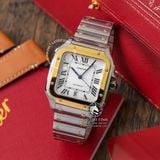 Đồng Hồ Cartier Santos De Cartier 40mm W2SA0007 Rep 1:1 Chế Tác Vỏ Demi Vàng Kim Mặt Trắng Dây Kim Loại