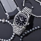 Đồng Hồ Rolex Day-Date 40 228239-0005 Rep 1:1 Cao Cấp Vỏ Bạc Mặt Đen Cọc Số Đính Đá Baguette Dây Kim Loại