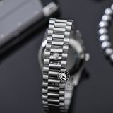 Đồng Hồ Rolex Day-Date 40 228239-0005 Rep 1:1 Cao Cấp Vỏ Bạc Mặt Đen Cọc Số Đính Đá Baguette Dây Kim Loại