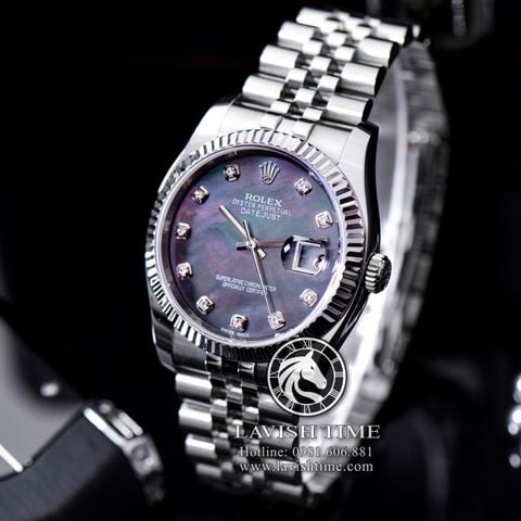 Đồng Hồ Rolex Datejust 36mm 116234 Rep 1:1 Chế Tác Vỏ Bạc Mặt Xà Cừ Tím Cọc Số Đính Đá Dây Kim Loại Jubilee