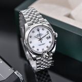 Đồng Hồ Rolex Datejust 41mm 126334-0020 Rep 1:1 Cao Cấp Vỏ Bạc Mặt Xà Cừ Trắng Cọc Số Đính Đá Dây Kim Loại Jubilee