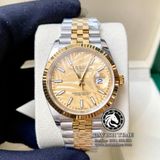 Đồng Hồ Rolex Datejust 36mm 126233-0037 Rep 1:1 Cao Cấp Vỏ Demi Vàng Kim Mặt Lá Cọ Vàng Cọc Số Vạch Dây Kim Loại Jubilee
