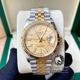 Đồng Hồ Rolex Datejust 36mm 126233-0037 Rep 1:1 Cao Cấp Vỏ Demi Vàng Kim Mặt Lá Cọ Vàng Cọc Số Vạch Dây Kim Loại Jubilee