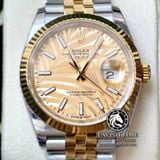 Đồng Hồ Rolex Datejust 36mm 126233-0037 Rep 1:1 Cao Cấp Vỏ Demi Vàng Kim Mặt Lá Cọ Vàng Cọc Số Vạch Dây Kim Loại Jubilee