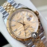 Đồng Hồ Rolex Datejust 36mm 126233-0037 Rep 1:1 Cao Cấp Vỏ Demi Vàng Kim Mặt Lá Cọ Vàng Cọc Số Vạch Dây Kim Loại Jubilee