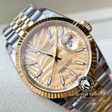 Đồng Hồ Rolex Datejust 36mm 126233-0037 Rep 1:1 Cao Cấp Vỏ Demi Vàng Kim Mặt Lá Cọ Vàng Cọc Số Vạch Dây Kim Loại Jubilee