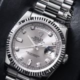 Đồng Hồ Rolex Day-Date 36mm 118239-003 Rep 1:1 Cao Cấp Vỏ Bạc Mặt Xám Cọc Số Đính Đá Dây Kim Loại