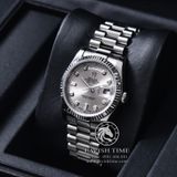 Đồng Hồ Rolex Day-Date 36mm 118239-003 Rep 1:1 Cao Cấp Vỏ Bạc Mặt Xám Cọc Số Đính Đá Dây Kim Loại