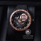 Đồng Hồ Roger Dubuis Excalibur Aventador S Rep 1:1 Chế Tác Vỏ Vàng Hồng Mặt Skeleton Lộ Cơ Dây Cao Su