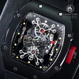Đồng Hồ Richard Mille RM 027-01Tourbillon Rafael Nadal Rep 1:1 Cao Cấp Vỏ Thép Đen  Mặt Skeleton Lộ Cơ Dây Cao Su