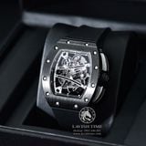 Đồng Hồ Richard Mille RM 61-01 Yohan Blake Rep 1:1 Cao Cấp Vỏ Carbon Đen Mặt Skeleton Lộ Cơ Dây Cao Su