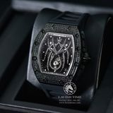 Đồng Hồ Richard Mille RM 19-01 Tourbillon Spider Rep 1:1 Cao Cấp Vỏ Thép Đen Đính Đá Mặt Đính Đá Dây Cao Su