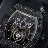Đồng Hồ Richard Mille RM 19-01 Tourbillon Spider Rep 1:1 Cao Cấp Vỏ Thép Đen Đính Đá Mặt Đính Đá Dây Cao Su