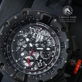 Đồng Hồ Richard Mille RM 032 Automatic Winding Flyback Chronograph Diver's Rep 1:1 Cao Cấp Vỏ Thép Đen Mặt Skeleton Lộ Cơ Dây Cao Su