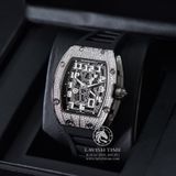 Đồng Hồ Richard Mille RM 67-01 Diamonds Automatic Winding Extra Flat Rep 1:1 Cao Cấp Vỏ Bạc Đính Đá Mặt Skeleton Lộ Cơ Dây Cao Su