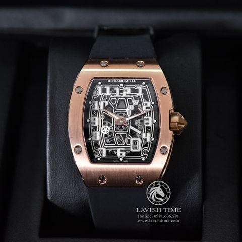 Đồng Hồ Richard Mille RM 67-01 Automatic Winding Extra Flat Rep 1:1 Cao Cấp Vỏ Vàng Hồng Mặt Skeleton Lộ Cơ Dây Cao Su