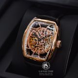 Đồng Hồ Franck Muller Cintrée Curvex 8880 B S6 SQT Rep 1:1 Chế Tác Vỏ Vàng Hồng Mặt Skeleton Lộ Cơ Dây Da