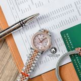 Đồng Hồ Rolex Datejust 31mm m278381rbr-0016 Rep 1:1 Chế Tác Mặt Bạc Niềng Đá Dây Demi Vàng Hồng Jubilee 5 mắt