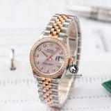 Đồng Hồ Rolex Datejust 31mm m278381rbr-0016 Rep 1:1 Chế Tác Mặt Bạc Niềng Đá Dây Demi Vàng Hồng Jubilee 5 mắt