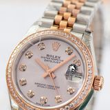 Đồng Hồ Rolex Datejust 31mm m278381rbr-0016 Rep 1:1 Chế Tác Mặt Bạc Niềng Đá Dây Demi Vàng Hồng Jubilee 5 mắt