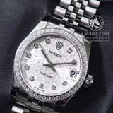 Đồng Hồ Rolex Datejust 31mm 178274 Rep 1:1 Chế Tác Vỏ Bạc Niềng Bezel Đính Đá Mặt Vi Tính Bạc Cọc Số Đính Đá Dây Kim Loại