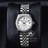 Đồng Hồ Rolex Datejust 31mm 178274 Rep 1:1 Chế Tác Vỏ Bạc Niềng Bezel Đính Đá Mặt Vi Tính Bạc Cọc Số Đính Đá Dây Kim Loại